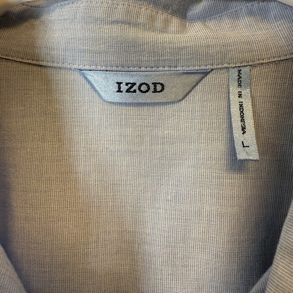 Izod Button Front Blouse Cotton 3/4 Sleeves Classic Blue Women’s Size Large - Picture 7 of 8